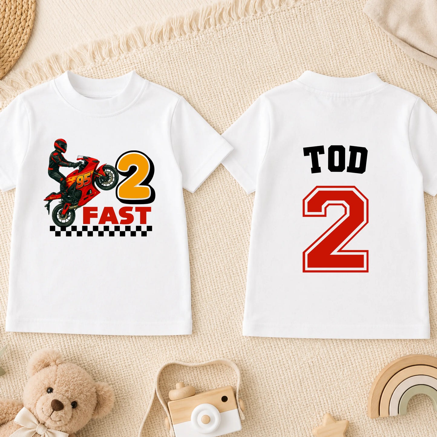 Motorbike Birthday T-Shirt – Personalised Lightning McQueen Inspired Boys Tee AishaBaileyDesigns