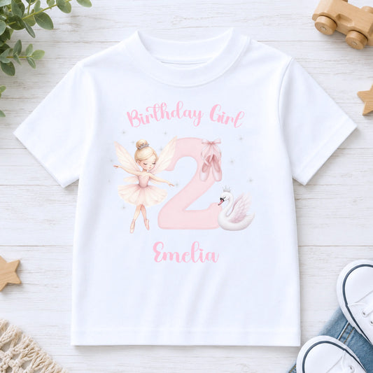Personalised Birthday T-Shirt for Girls | Ballerina Theme AishaBaileyDesigns