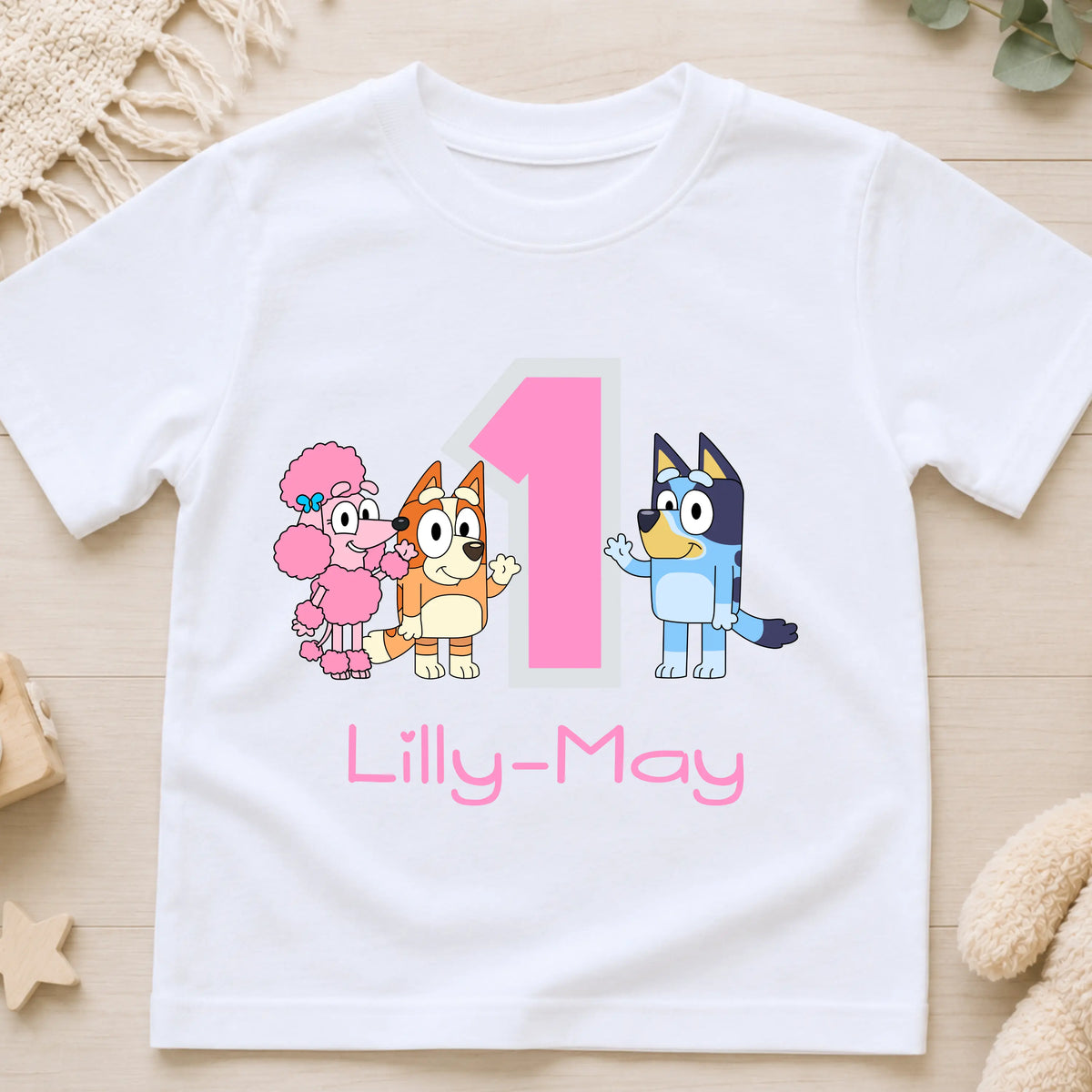 Girls Personalised Bluey Birthday T-shirt  - any name and age AishaBaileyDesigns