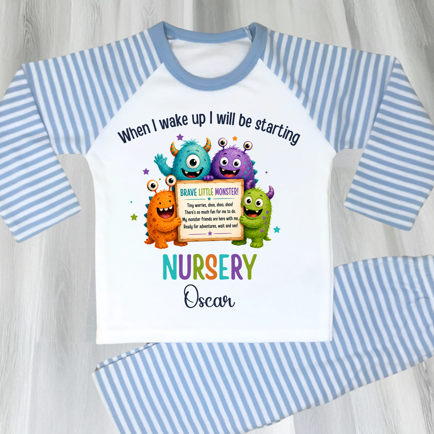 Personalised Boys Starting Nursery Pyjamas | Brave Little Monster
