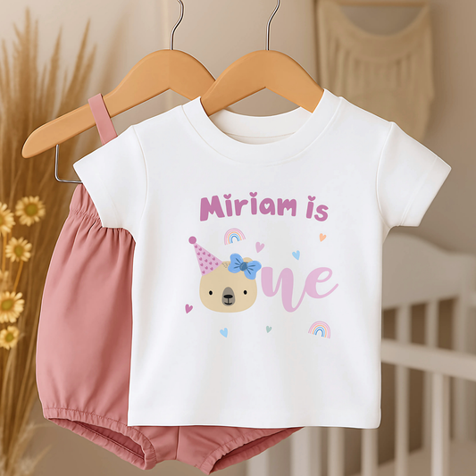 personalised 1st birthday t-shirt, birthday girl shirt, birthday tshirt girl, toddler birthday tee, dusky pink girls birthday