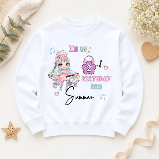 Personalised Birthday Girl Sweatshirt: In My Birthday Era Glitter-effect Doll for Girls AishaBaileyDesigns
