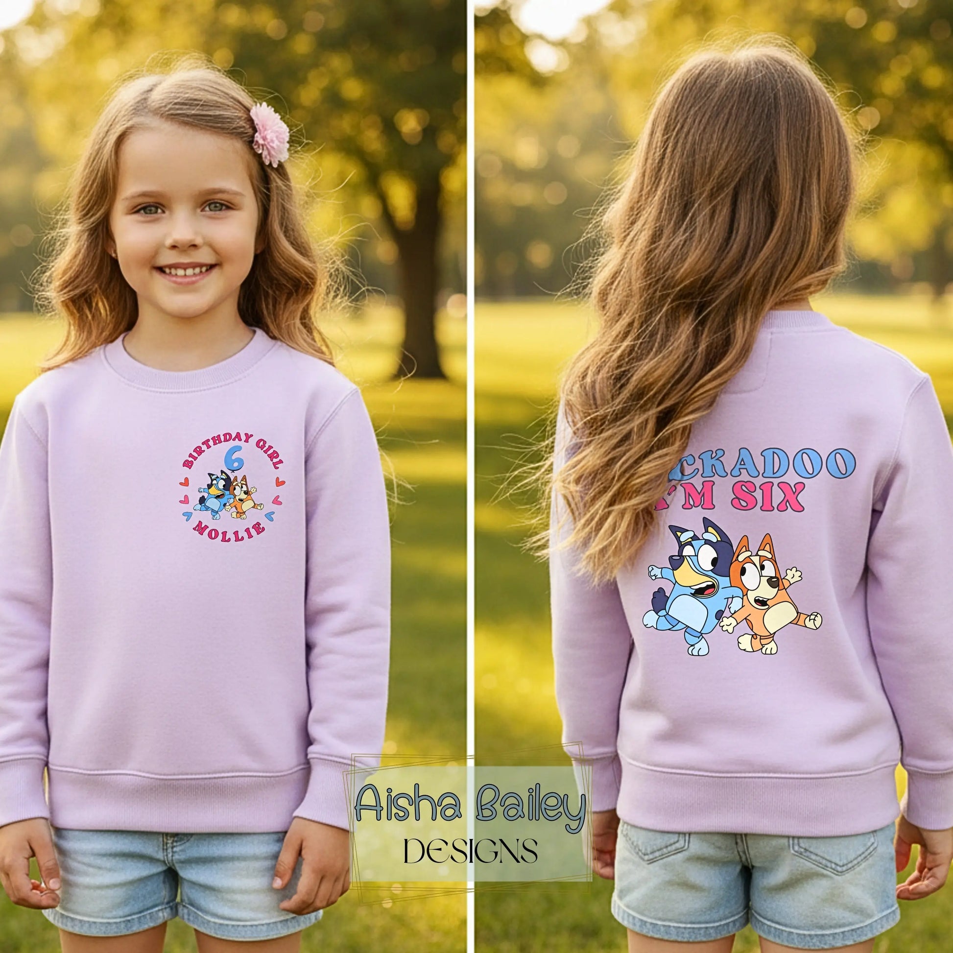 Personalised girls birthday t-shirt with Wackadoo I’m custom age design, name and age front print and large back print white tee, Wackadoo custom age