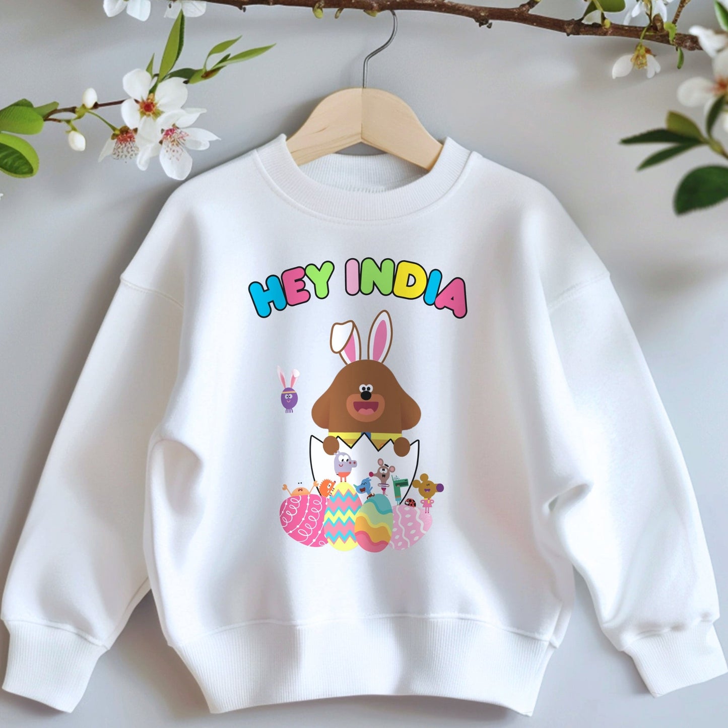 Hey Duggee Easter Sweatshirt, personalised duggee, Easter hey duggee jumper, hey duggee easter gift