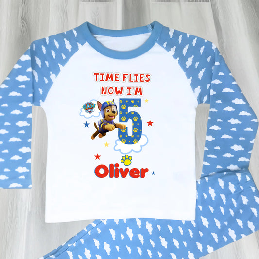 Boys Paw Patrol Birthday Pyjamas with Personalisation AishaBaileyDesigns