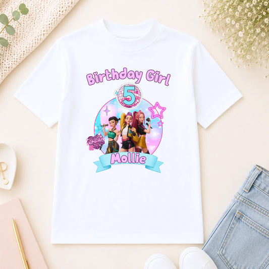 Personalised Kpop Demon Hunters Birthday T-Shirt for Girls – Pop Star Birthday Outfit AishaBaileyDesigns