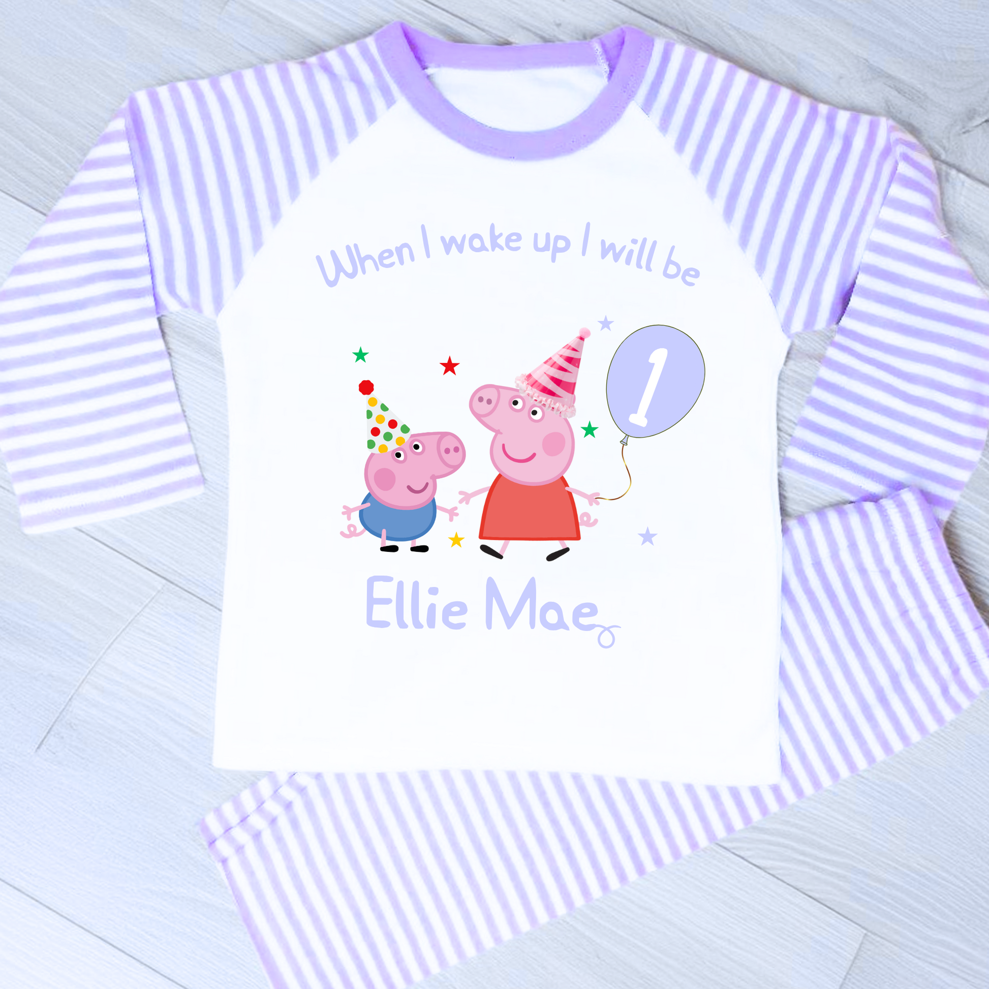 Peppa Pig birthday pyjamas, Peppa Pig Personalised Pyjamas, When I wake Up I'll Be Pj's, Girls Peppa Pig Pjs, Peppa Pig Birthday Gift, Name Pyjamas, Happy Birthday Pjs