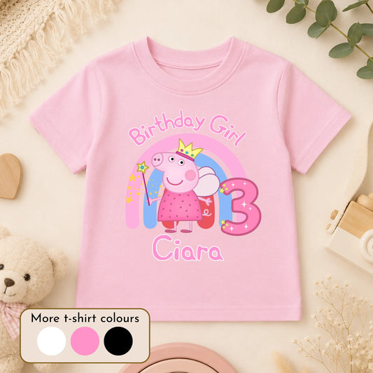 Girls Personalised Peppa Pig Birthday T-shirt  - any name and age AishaBaileyDesigns