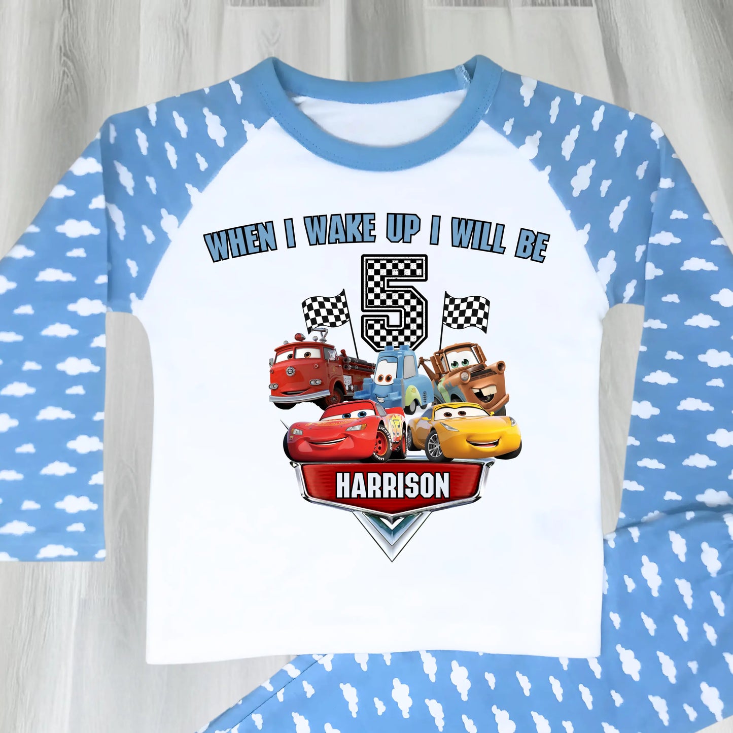 Personalised Cars Birthday Pyjamas for Boys AishaBaileyDesigns