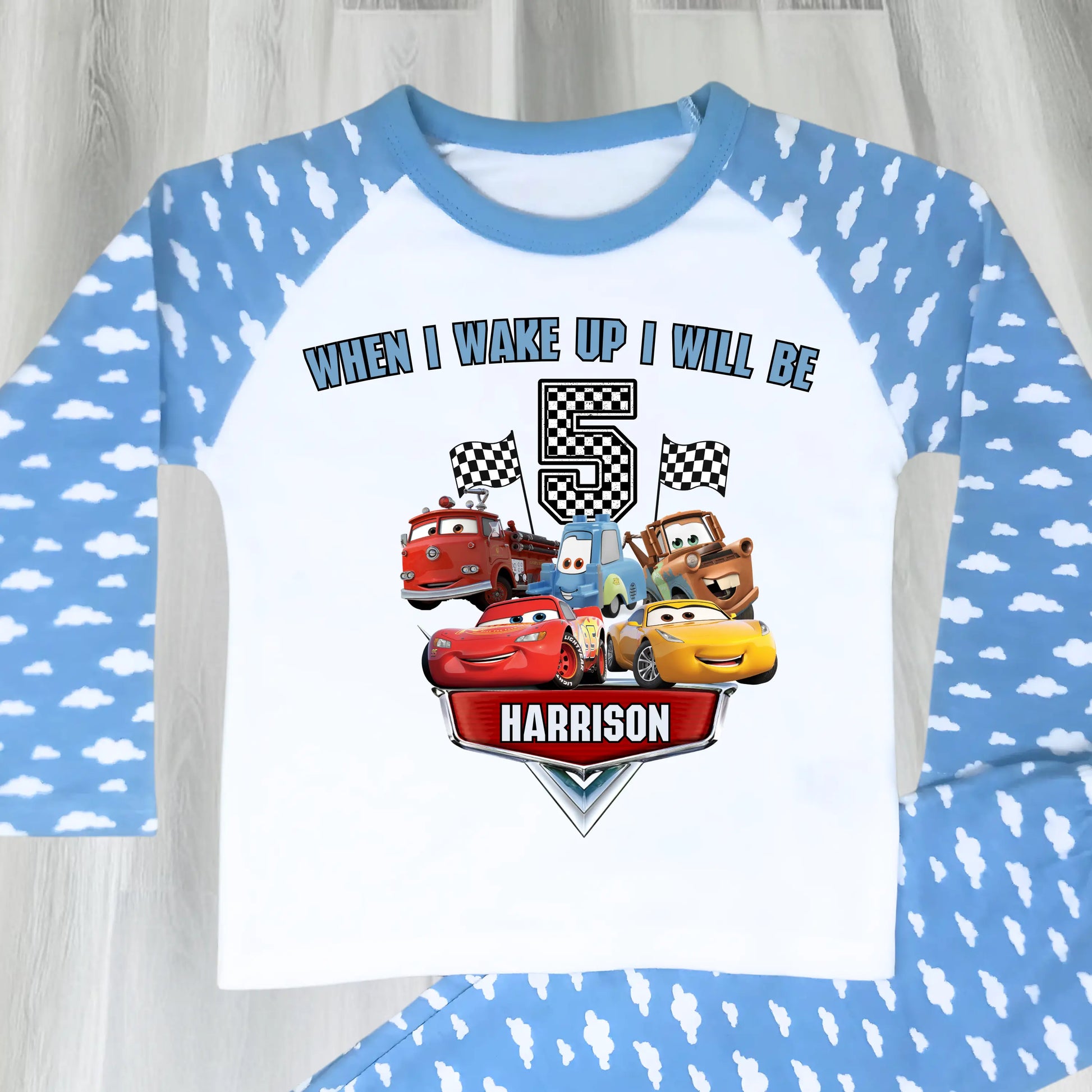 Personalised Cars Birthday Pyjamas for Boys AishaBaileyDesigns