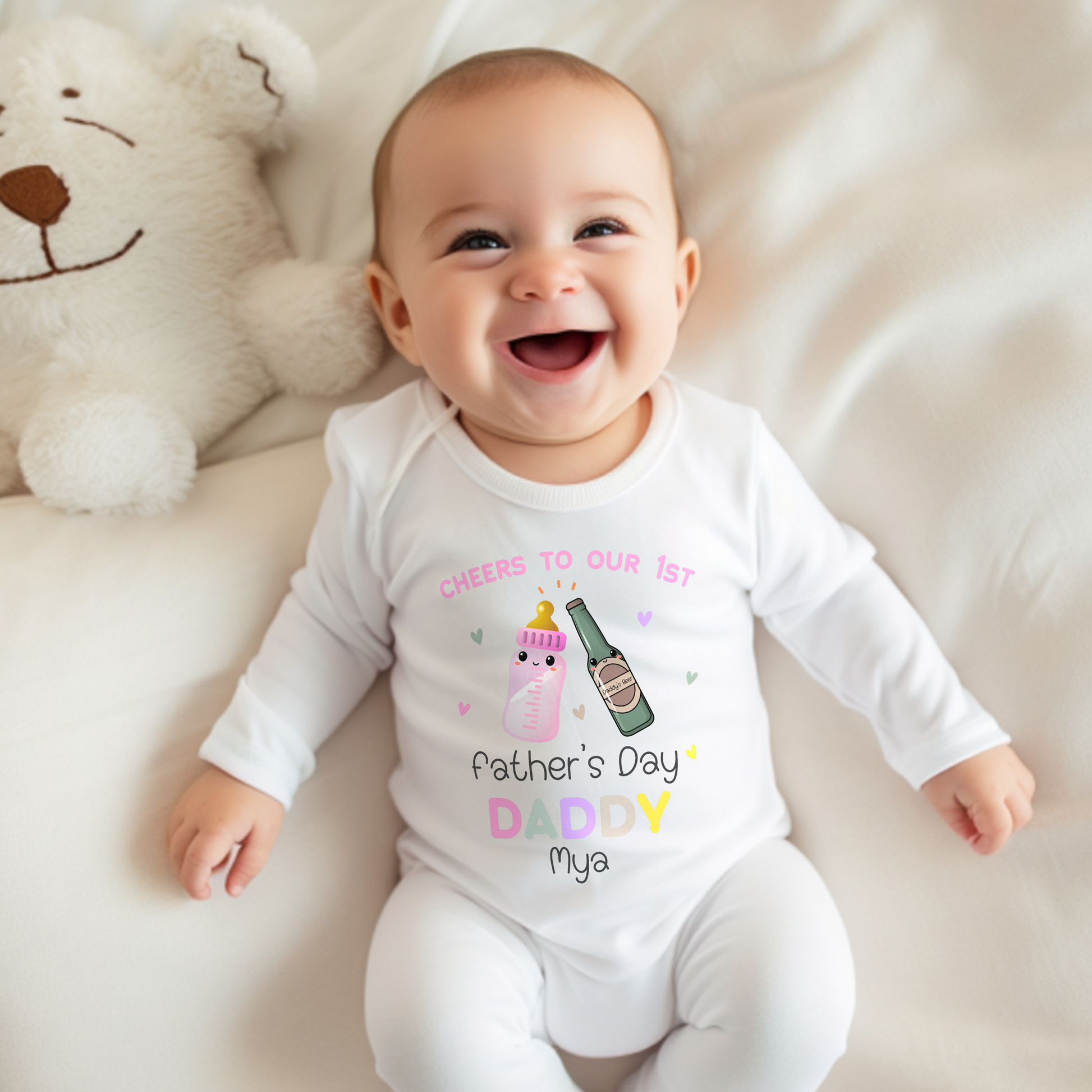 1st Father's Day Outfit, personalised baby gift, 1st Father's day sleepsuit, Newborn baby gift, baby girl first fathers day