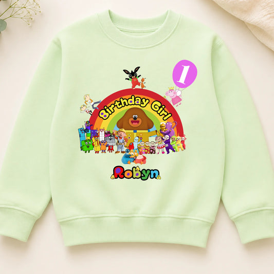 Personalised CBeebies Character Sweatshirt for Girls – Custom Birthday Jumper