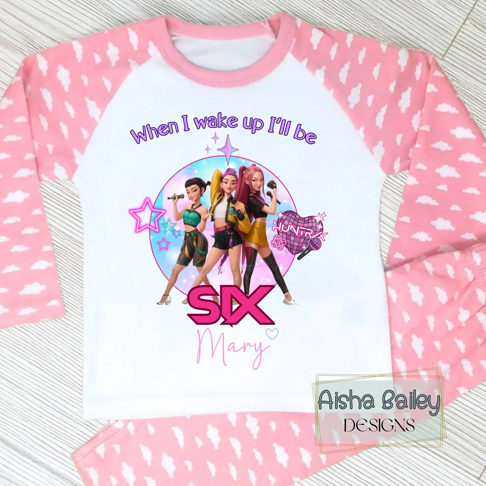 Personalised Kpop Demon Hunters Birthday Pyjamas for Girls AishaBaileyDesigns