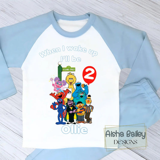 Personalised Sesame Street birthday pyjamas for Boys AishaBaileyDesigns