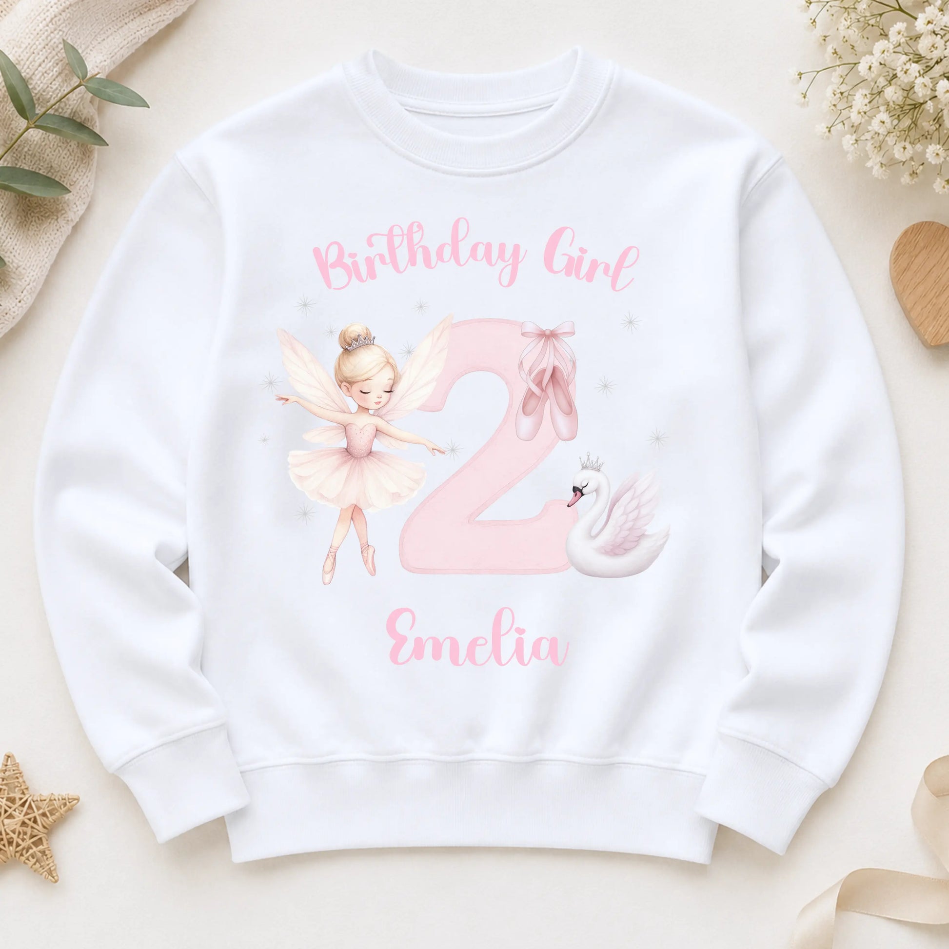 Personalised Ballerina Birthday Sweatshirt for Girls AishaBaileyDesigns