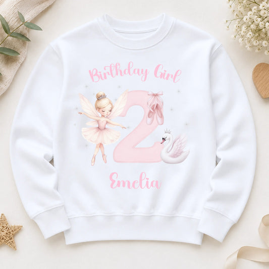 Personalised Ballerina Birthday Sweatshirt for Girls AishaBaileyDesigns