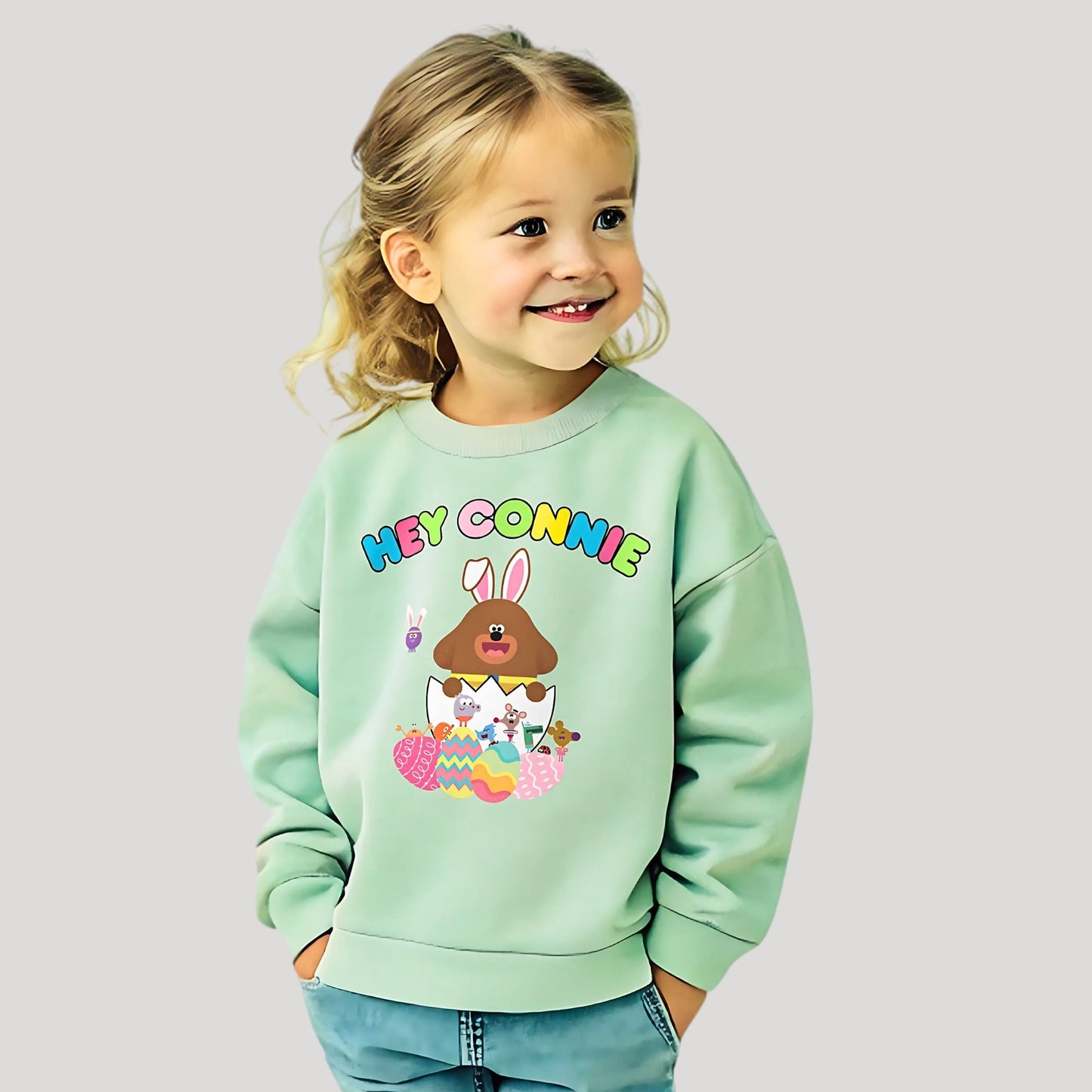 Hey Duggee Easter Sweatshirt, personalised duggee, Easter hey duggee jumper, hey duggee easter gift