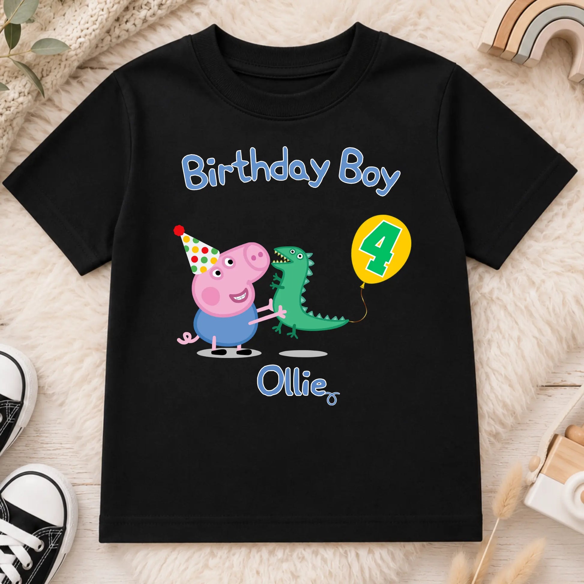 Boys George Pig Birthday T-shirt - George Pig and Mr Dinosaur AishaBaileyDesigns