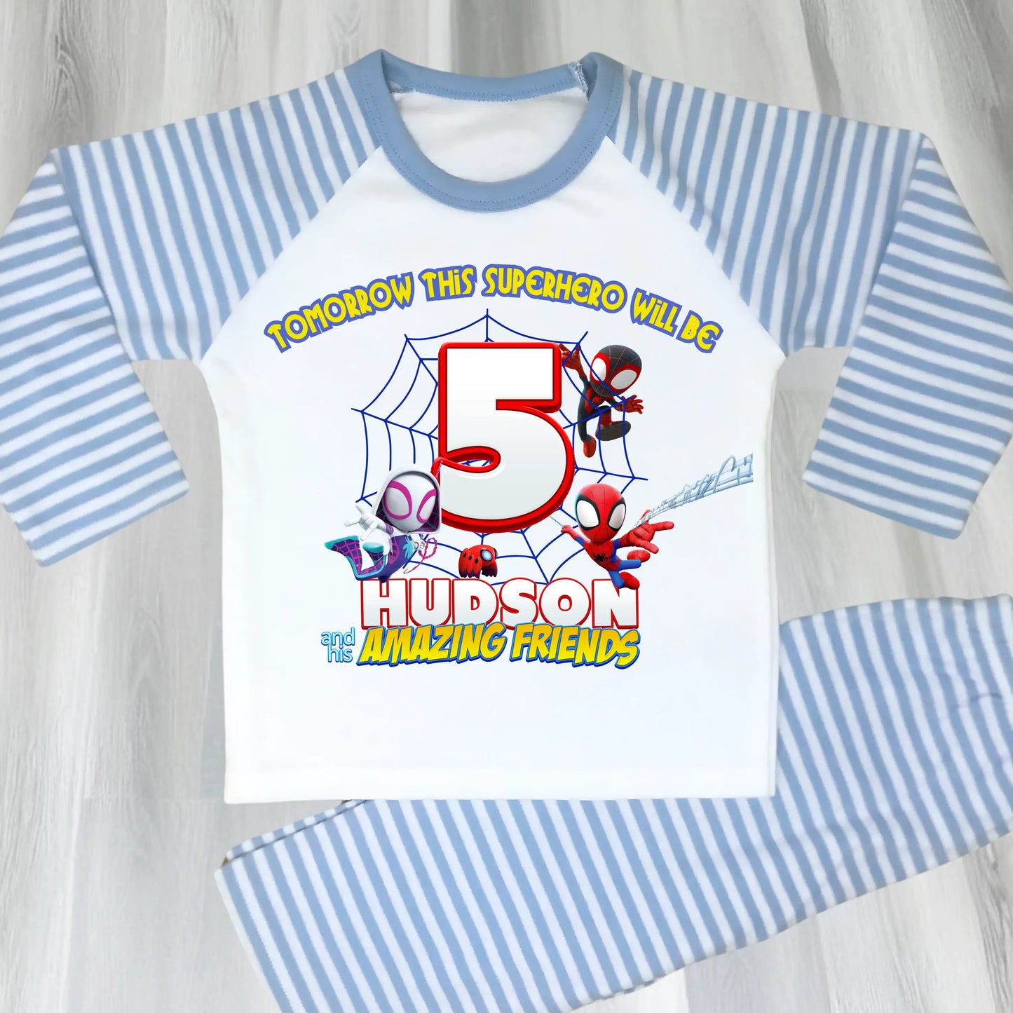 Personalised Spidey Birthday Pyjamas for Boys  - Spidey and his Amazing Friends AishaBaileyDesigns