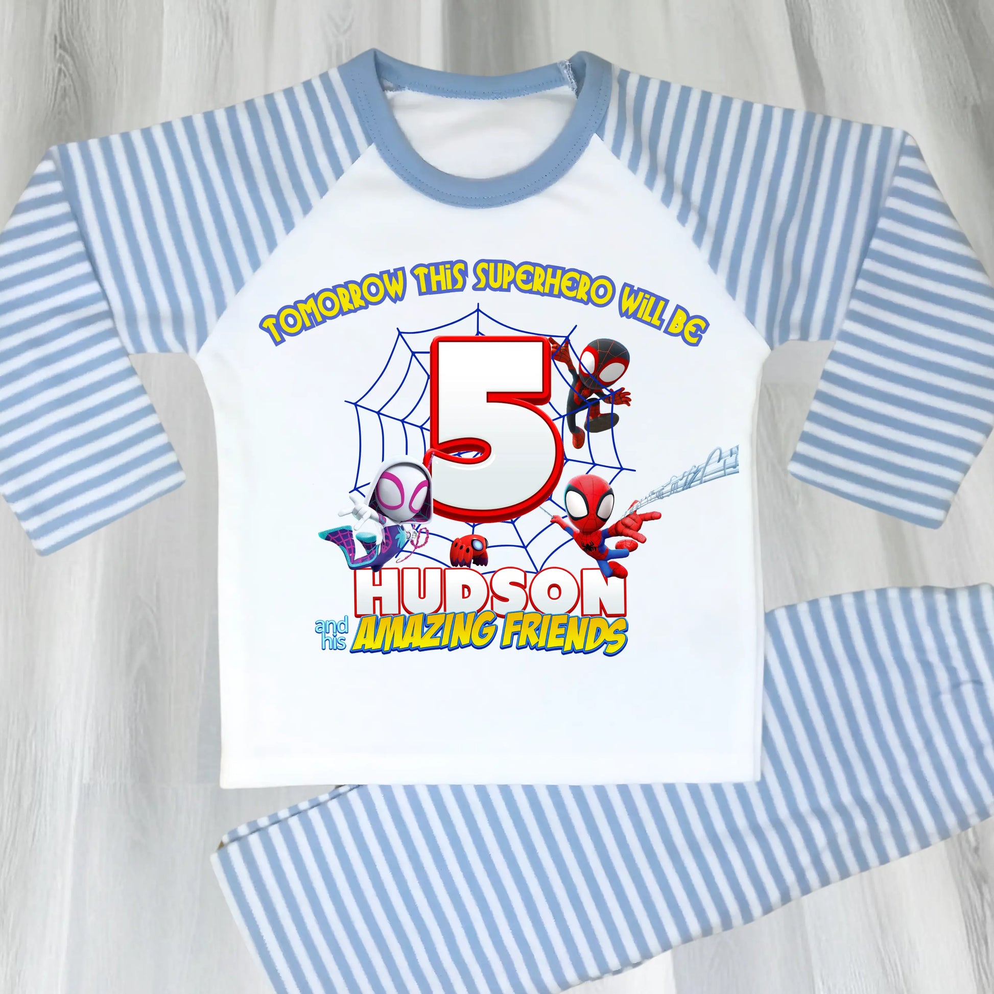 Personalised Spidey Birthday Pyjamas for Boys  - Spidey and his Amazing Friends AishaBaileyDesigns