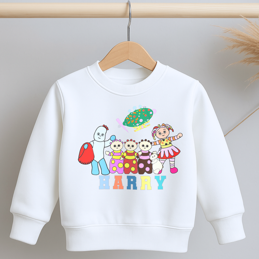 Personalised In the night garden sweatshirt, In the night garden personalised sweatshirt, custom name sweatshirt, custom jumper for boys