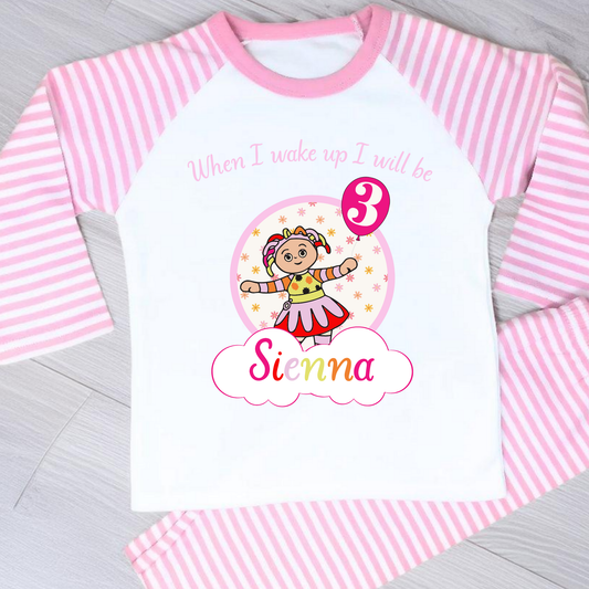 Upsy Daisy Birthday pyjamas, In the night garden birthday pyjamas, when i wake up Upsy Daisy, Girls Upsy Daisy, in the night garden name number