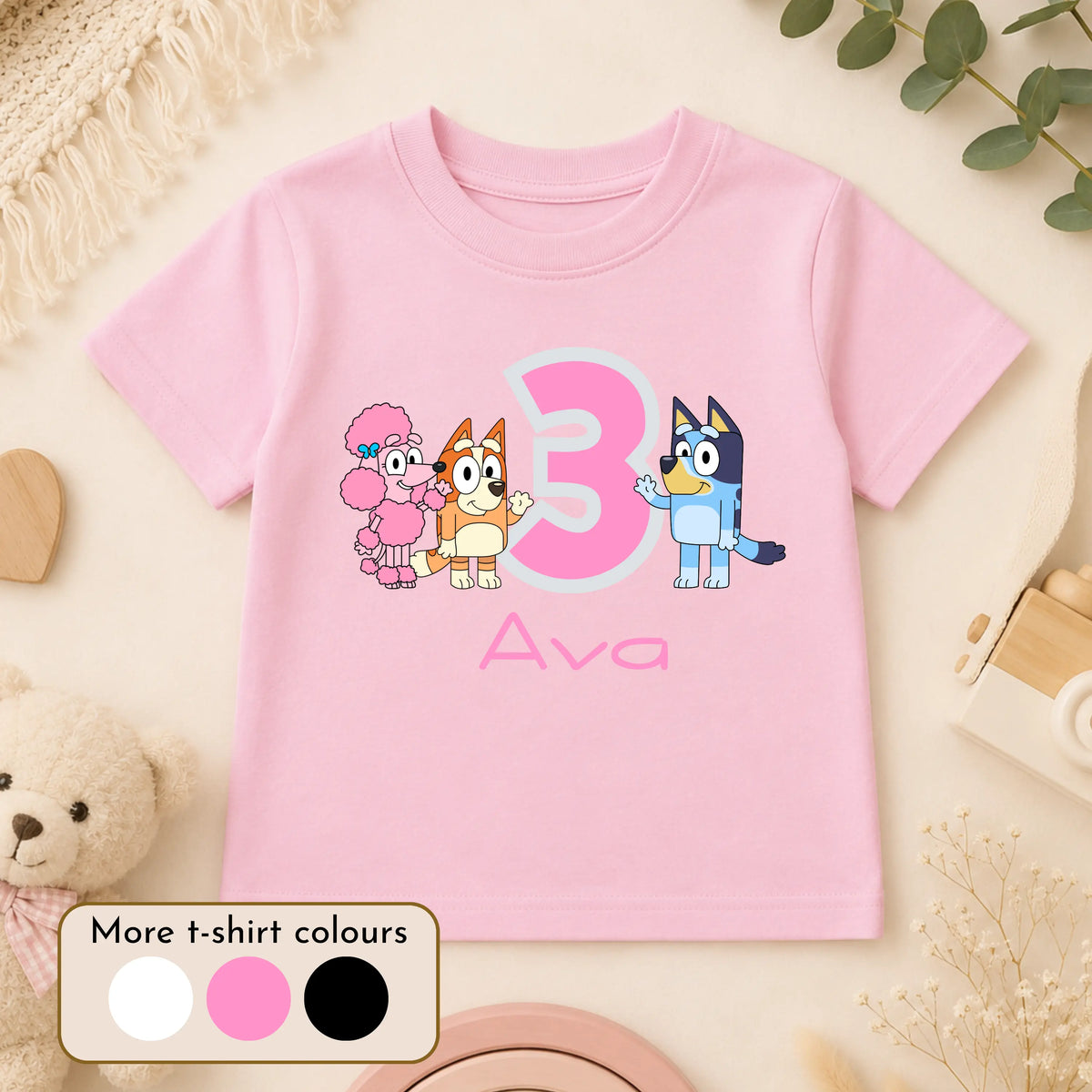 Girls Personalised Bluey Birthday T-shirt  - any name and age AishaBaileyDesigns