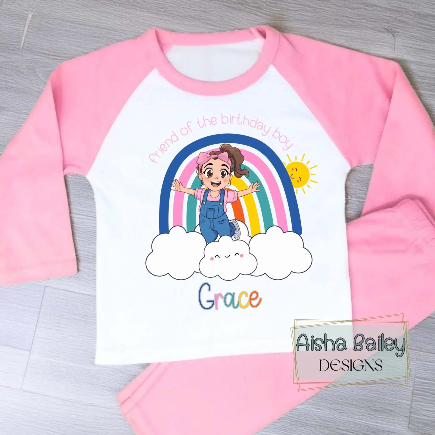 Ms Rachel Matching Sibling birthday Pyjamas: Ms Rachel Match With Me personalised pyjamas with sibling birthday design and names. Sister of the birthday girl, brother of the birthday boy, 