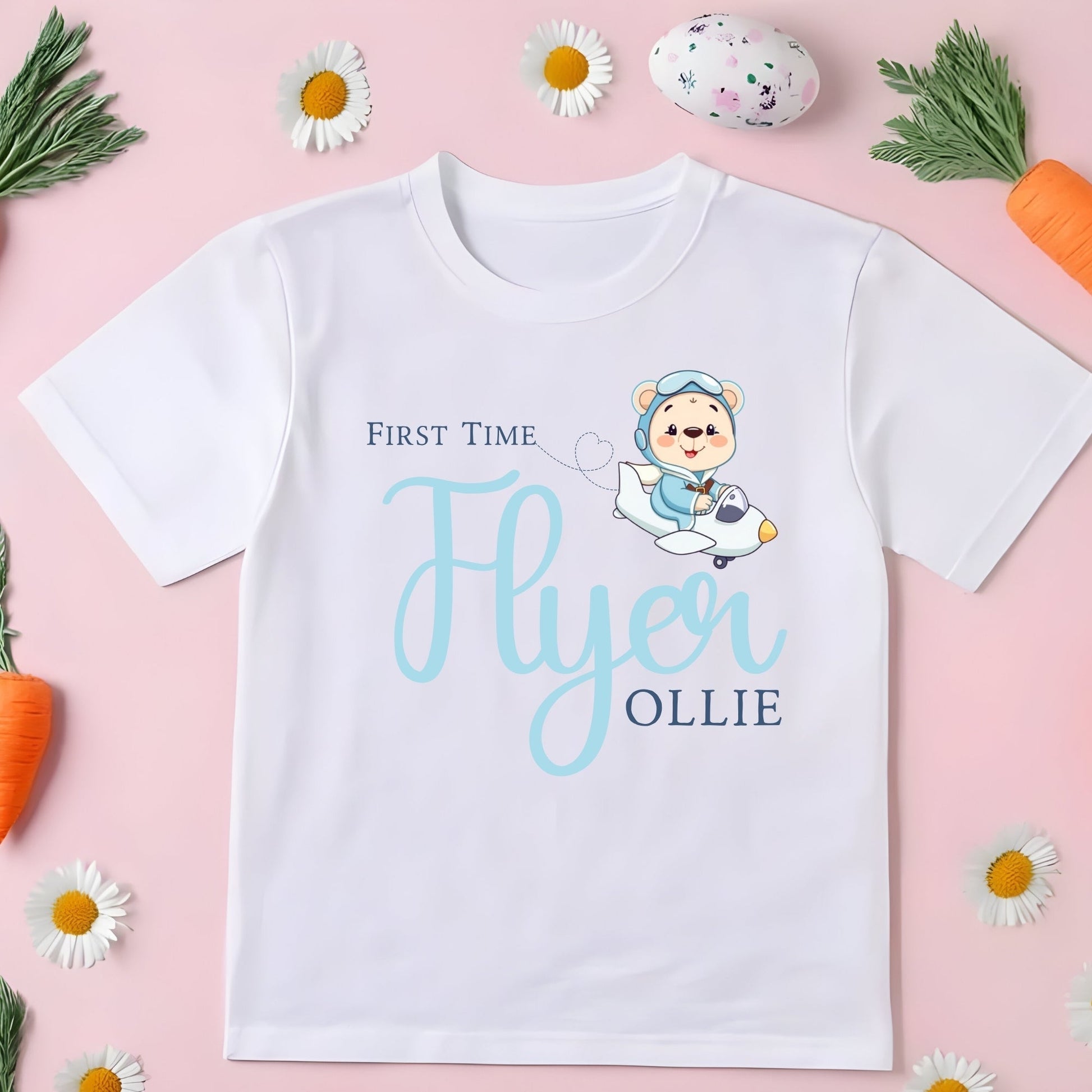 Family Vacation Shirt - Children's Personalised Teddy First Flyer Tee, kids first holiday top, first flyer tee, baby 1st flyer