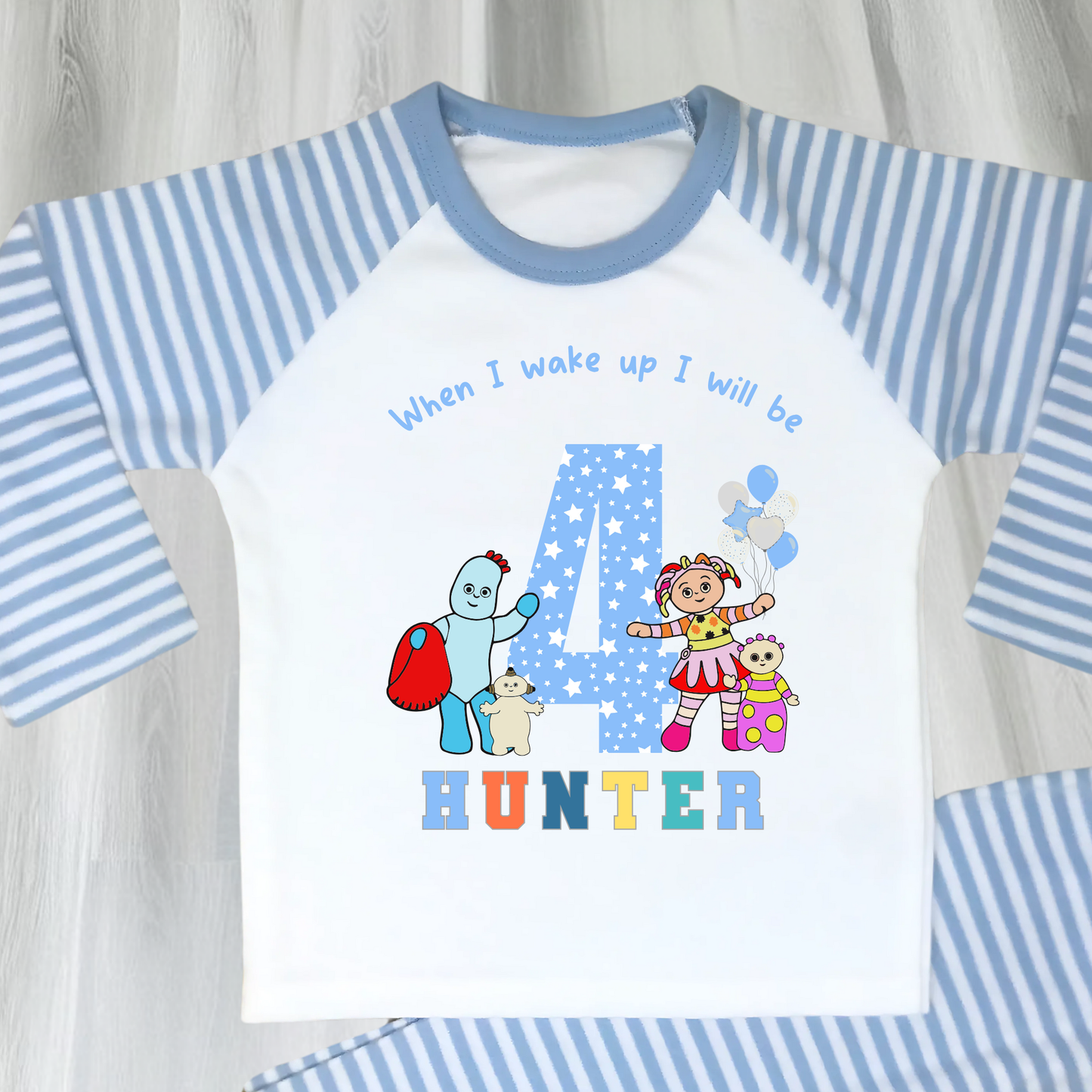 In the Night Garden birthday pyjamas, when i wake up in the night garden, kids cbeebies pajamas, birthday pjs, iggle piggle pjs, upsy daisy pjs