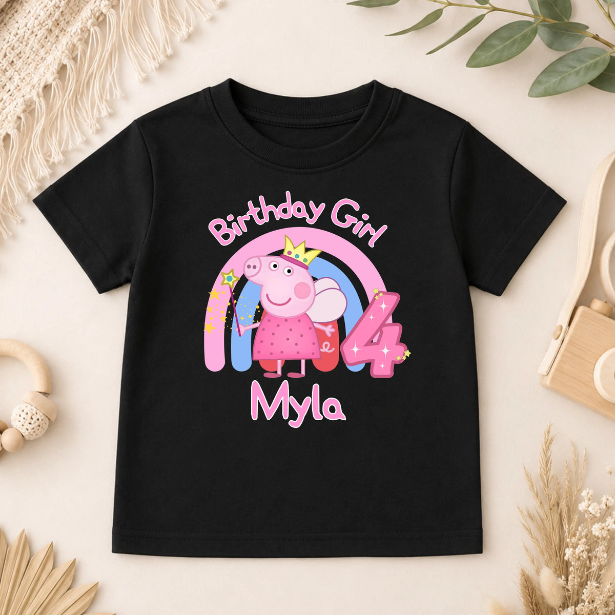 Girls Personalised Peppa Pig Birthday T-shirt  - any name and age AishaBaileyDesigns