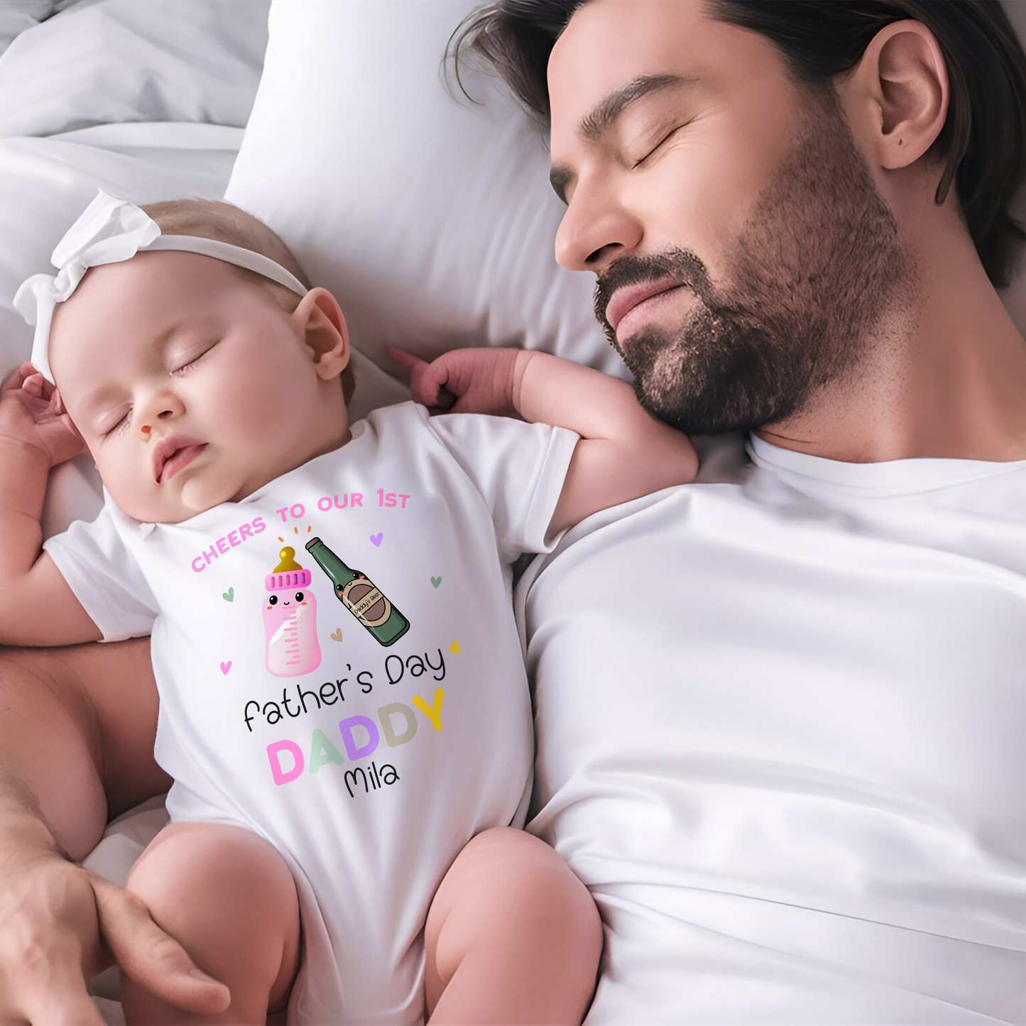 1st Father's Day Outfit, personalised baby gift, 1st Father's day sleepsuit, Newborn baby gift, baby girl first fathers day