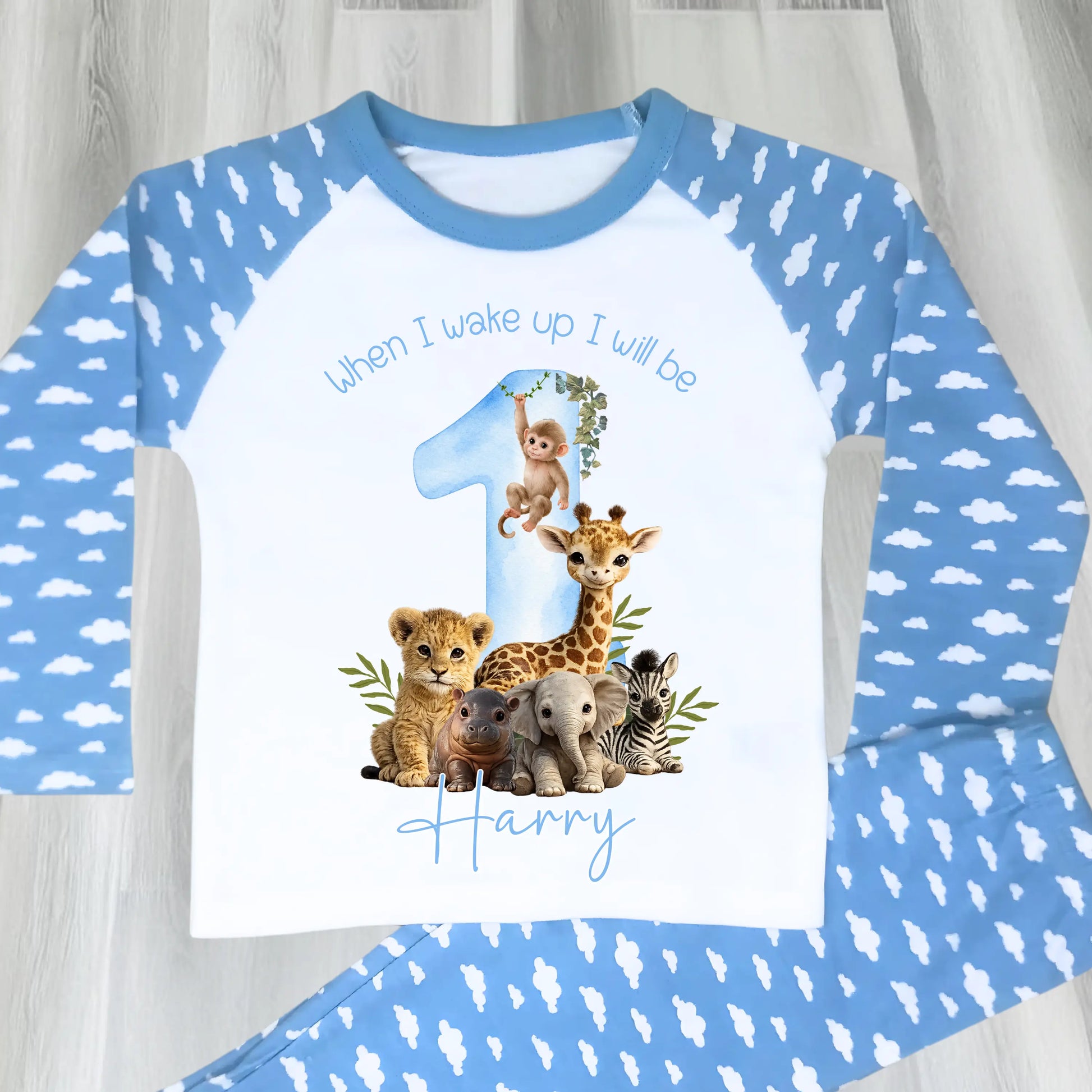 Personalised Safari Birthday Pyjamas for Boys – When I Wake Up Birthday Pyjama Set AishaBaileyDesigns