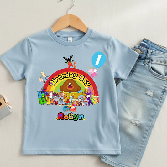Personalised CBeebies character birthday t-shirt for boys