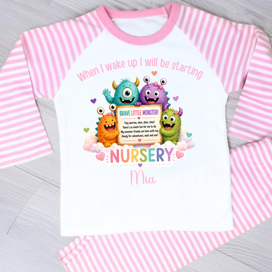 Personalised Girls Starting Nursery Pyjamas | Brave Little Monster