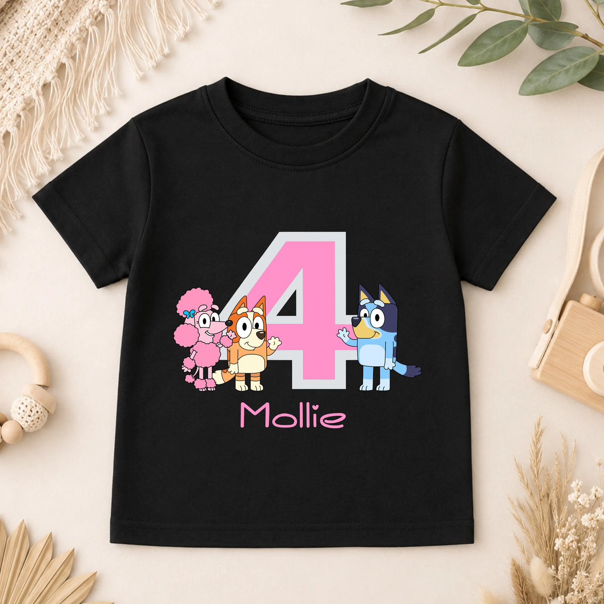 Girls Personalised Bluey Birthday T-shirt  - any name and age AishaBaileyDesigns