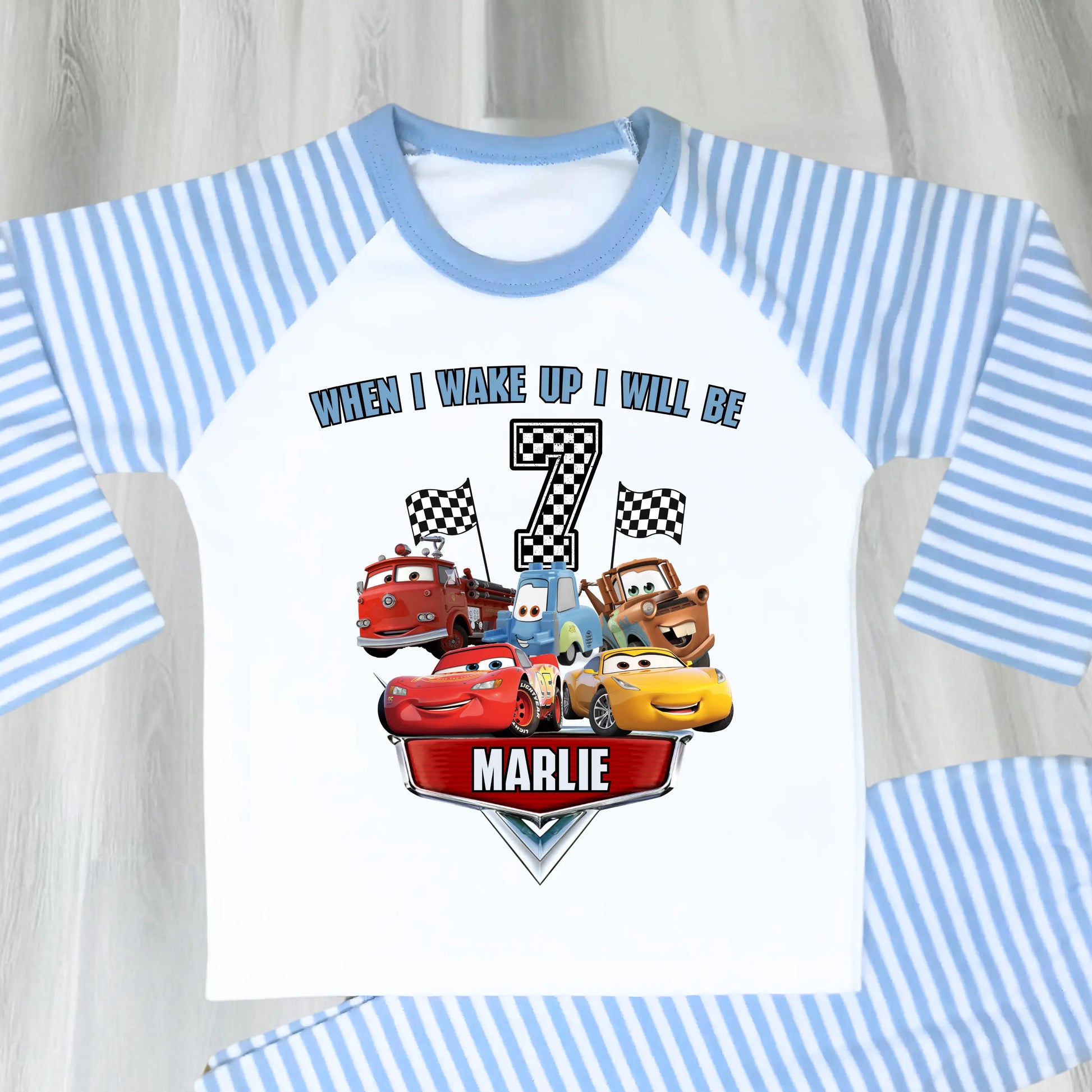 Personalised Cars Birthday Pyjamas for Boys AishaBaileyDesigns