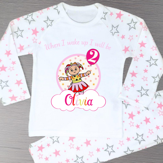 Upsy Daisy Birthday pyjamas, In the night garden birthday pyjamas, when i wake up Upsy Daisy, Girls Upsy Daisy, in the night garden name number