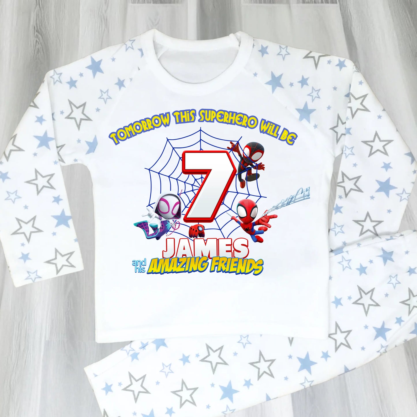 Personalised Spidey Birthday Pyjamas for Boys  - Spidey and his Amazing Friends AishaBaileyDesigns
