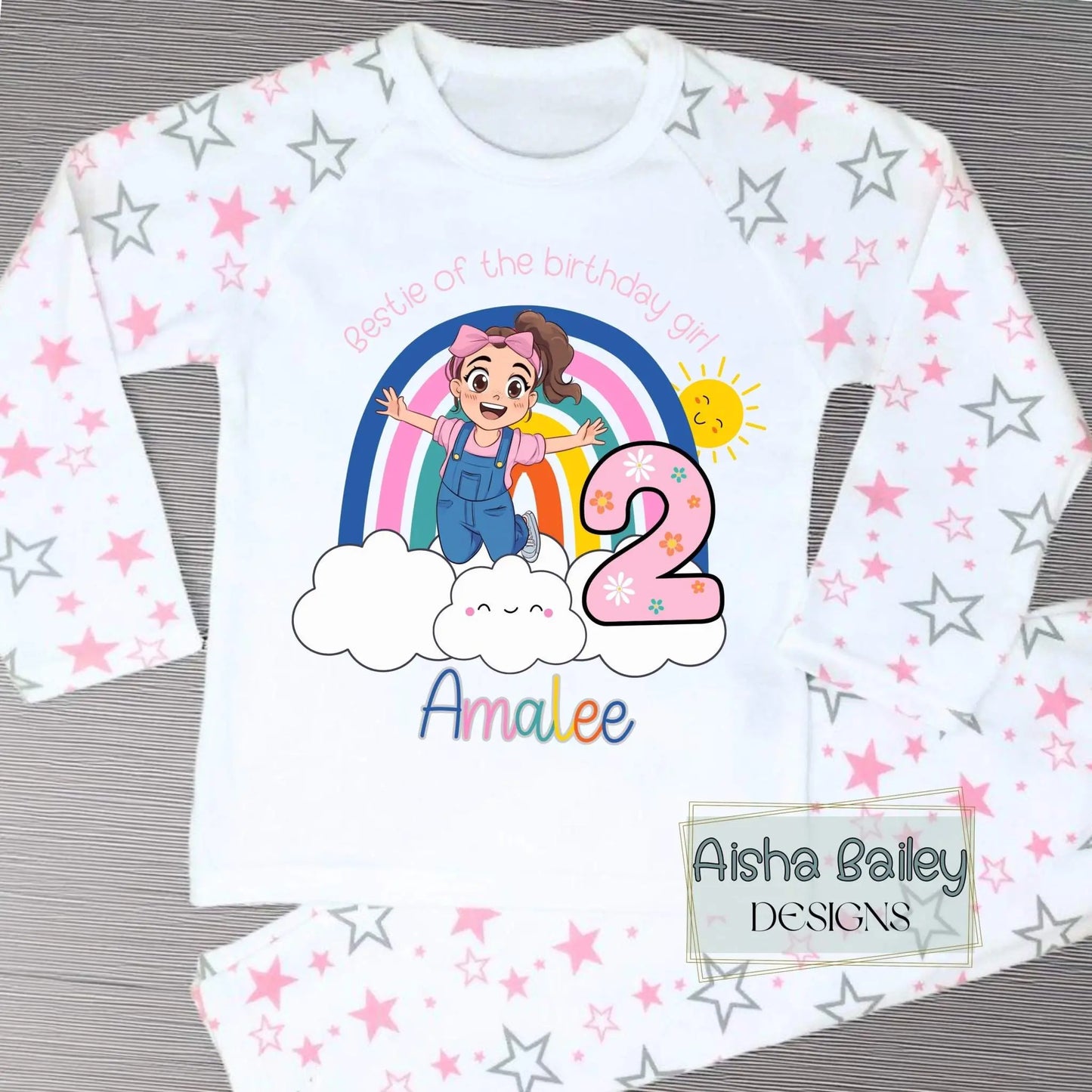 Ms Rachel Matching Sibling birthday Pyjamas: Ms Rachel Match With Me personalised pyjamas with sibling birthday design and names. Sister of the birthday girl, brother of the birthday boy, 