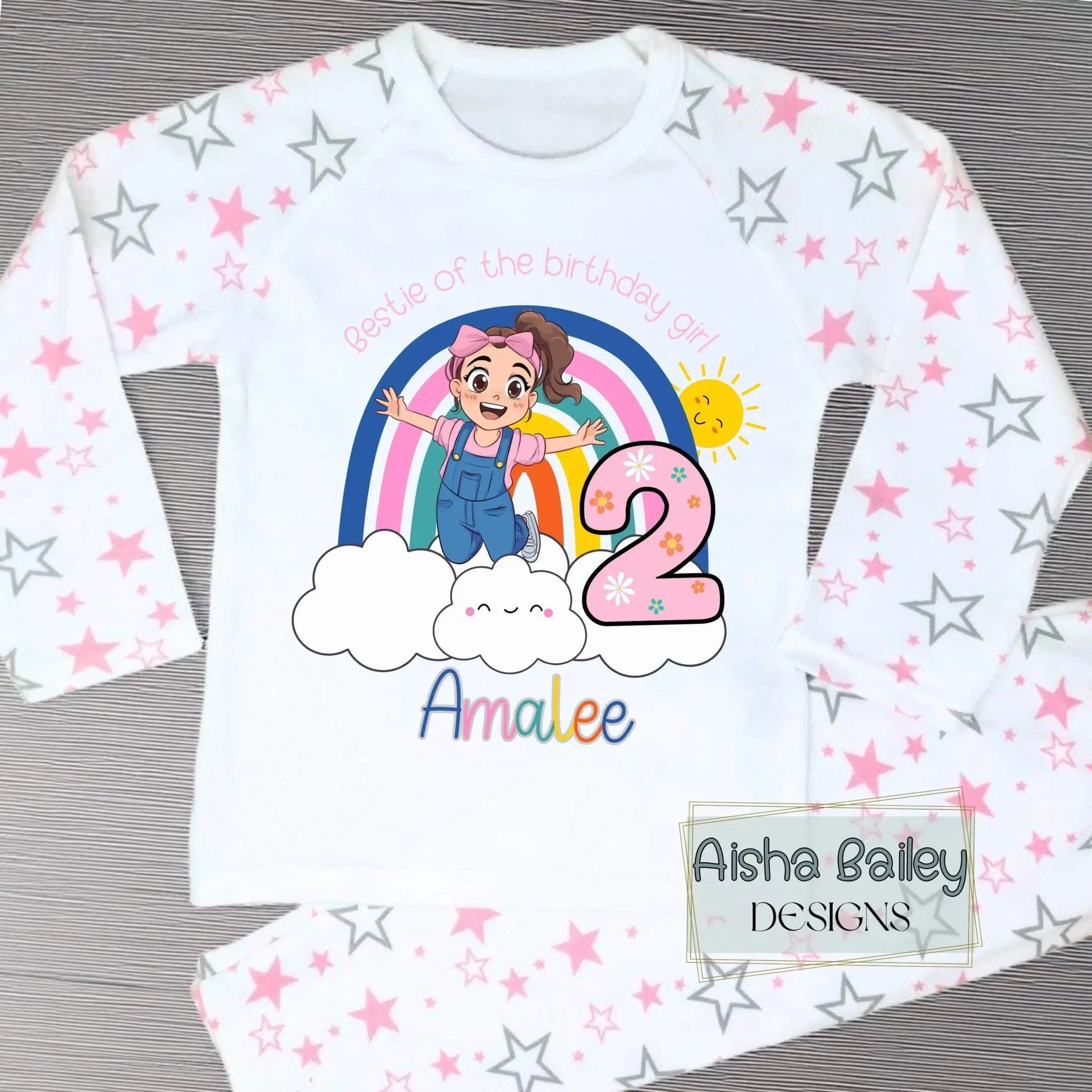 Ms Rachel Matching Sibling birthday Pyjamas: Ms Rachel Match With Me personalised pyjamas with sibling birthday design and names. Sister of the birthday girl, brother of the birthday boy, 