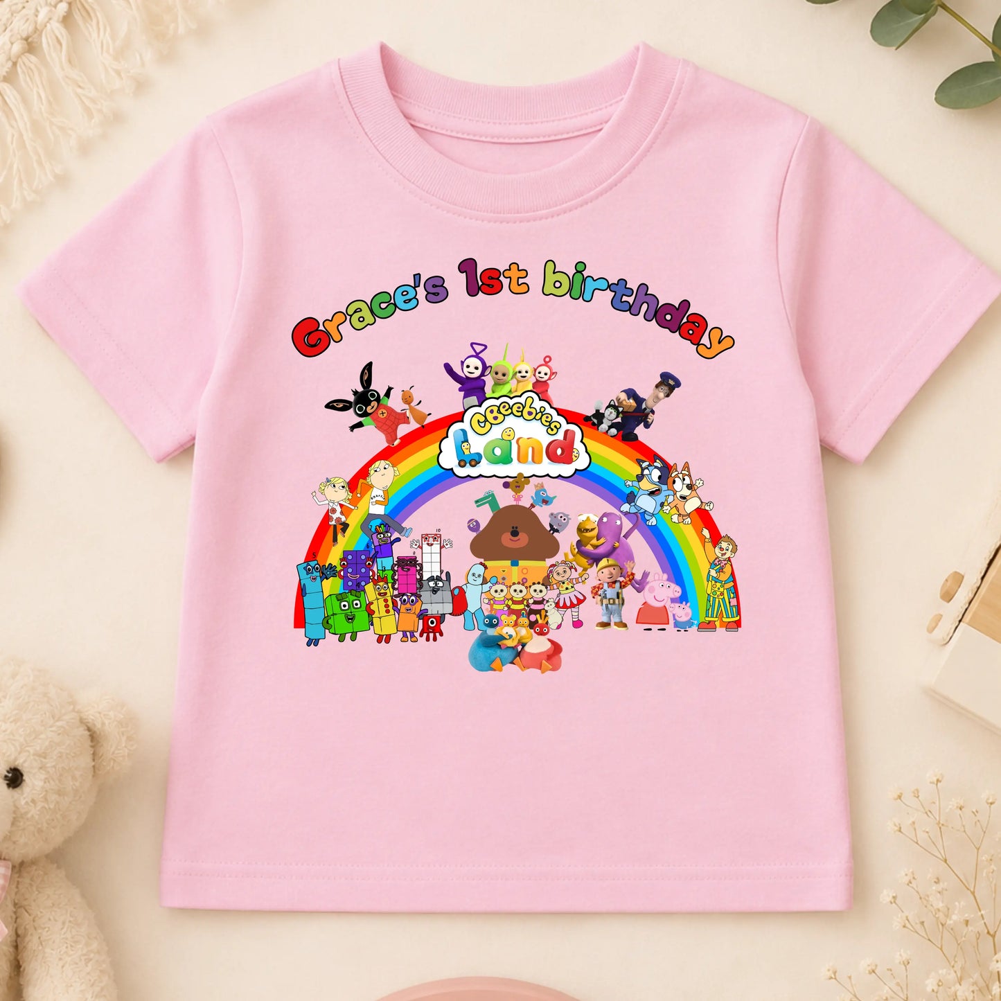 Personalised CBeebies Land Birthday T-Shirt – Custom Character Birthday Shirt for Girls AishaBaileyDesigns