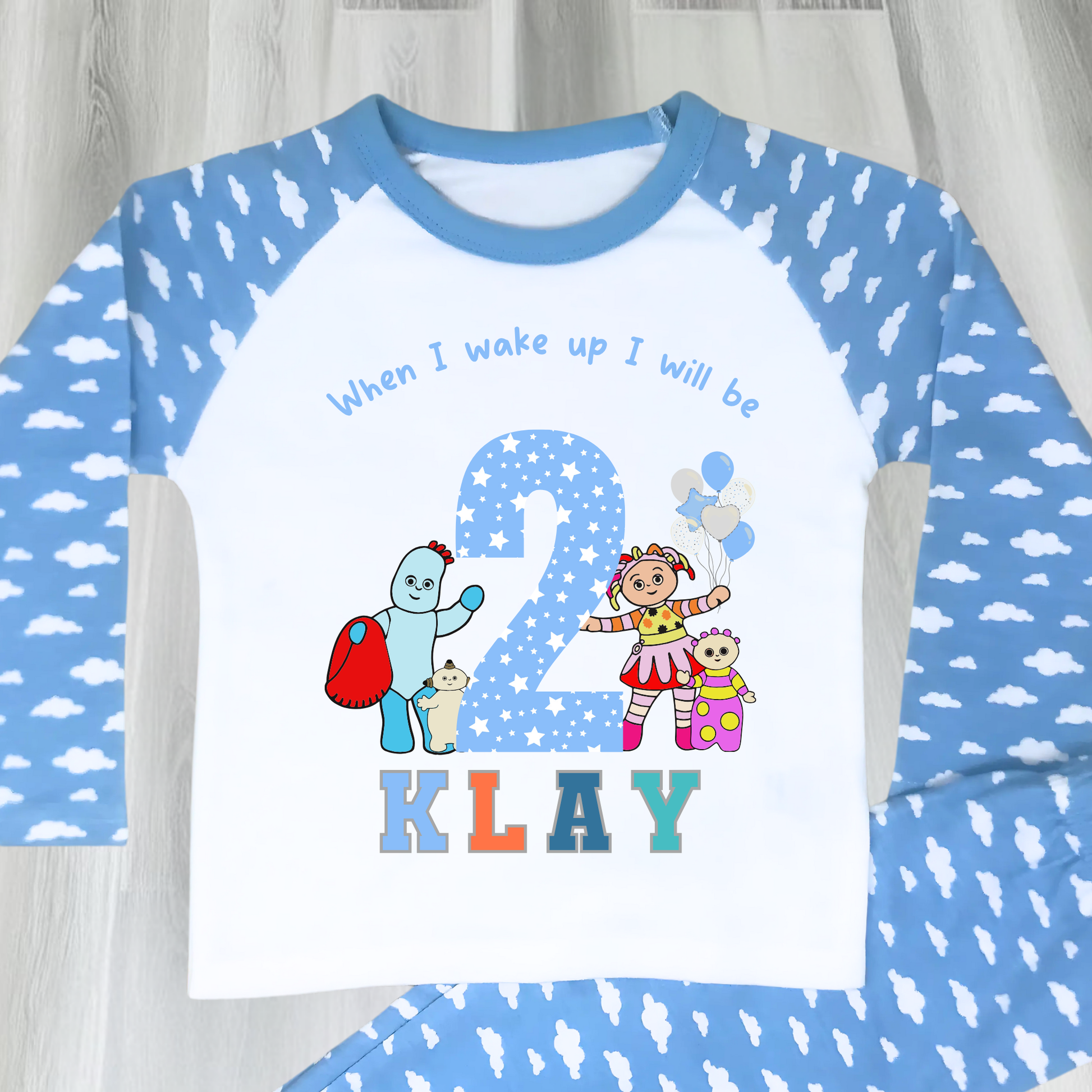 In the Night Garden birthday pyjamas, when i wake up in the night garden, kids cbeebies pajamas, birthday pjs, iggle piggle pjs, upsy daisy pjs