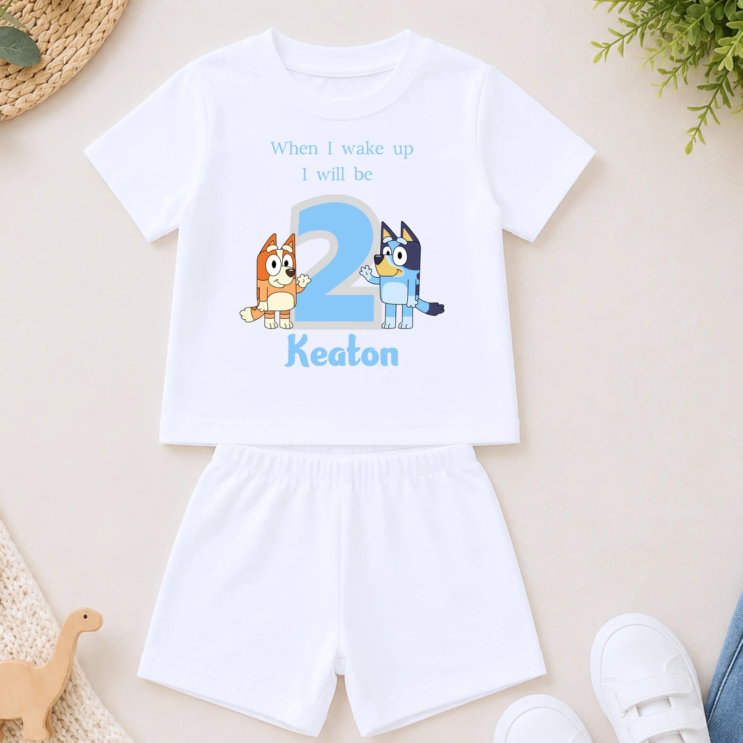 Boys Personalised Bluey and Bingo Short Birthday Pyjamas AishaBaileyDesigns