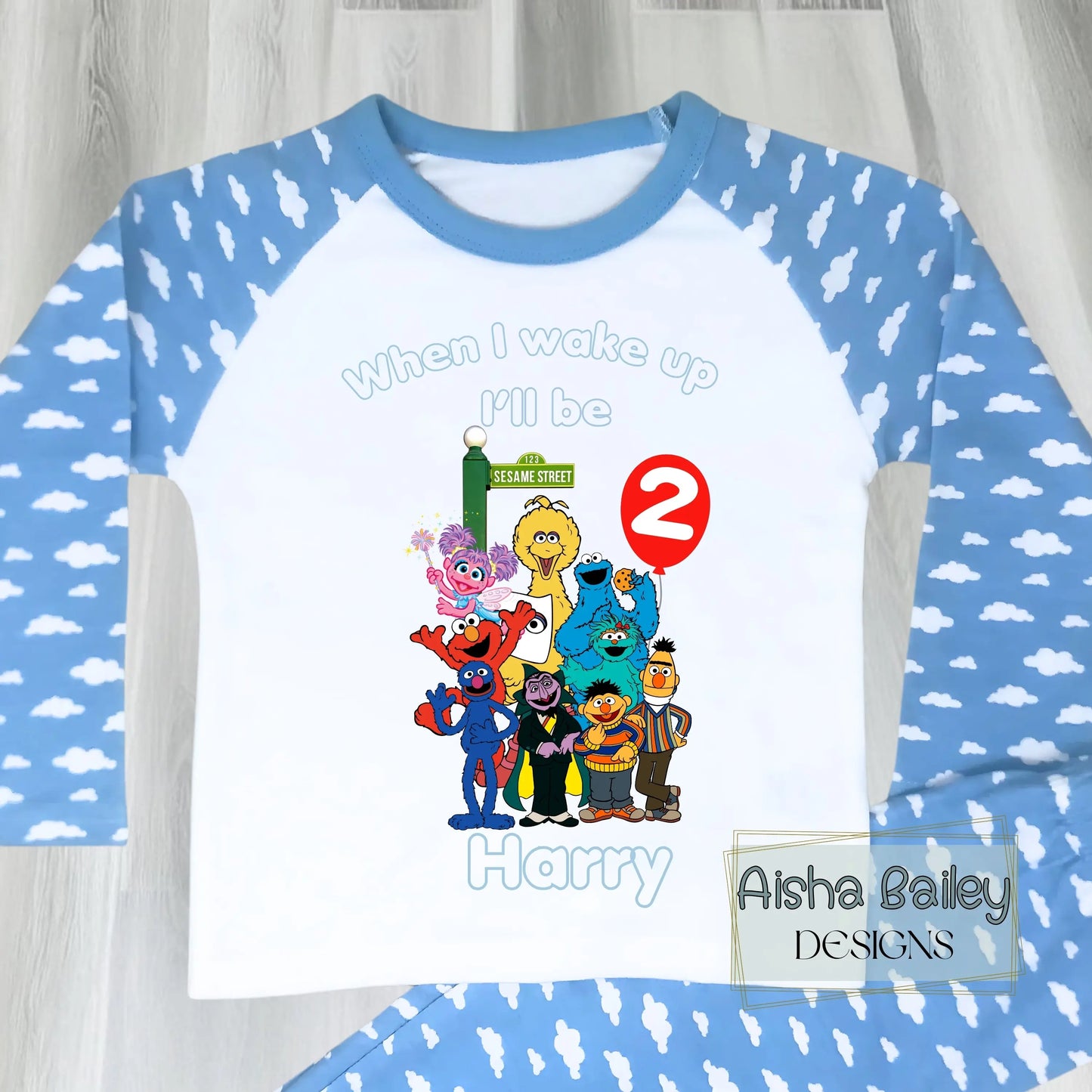 Personalised Sesame Street birthday pyjamas for Boys AishaBaileyDesigns
