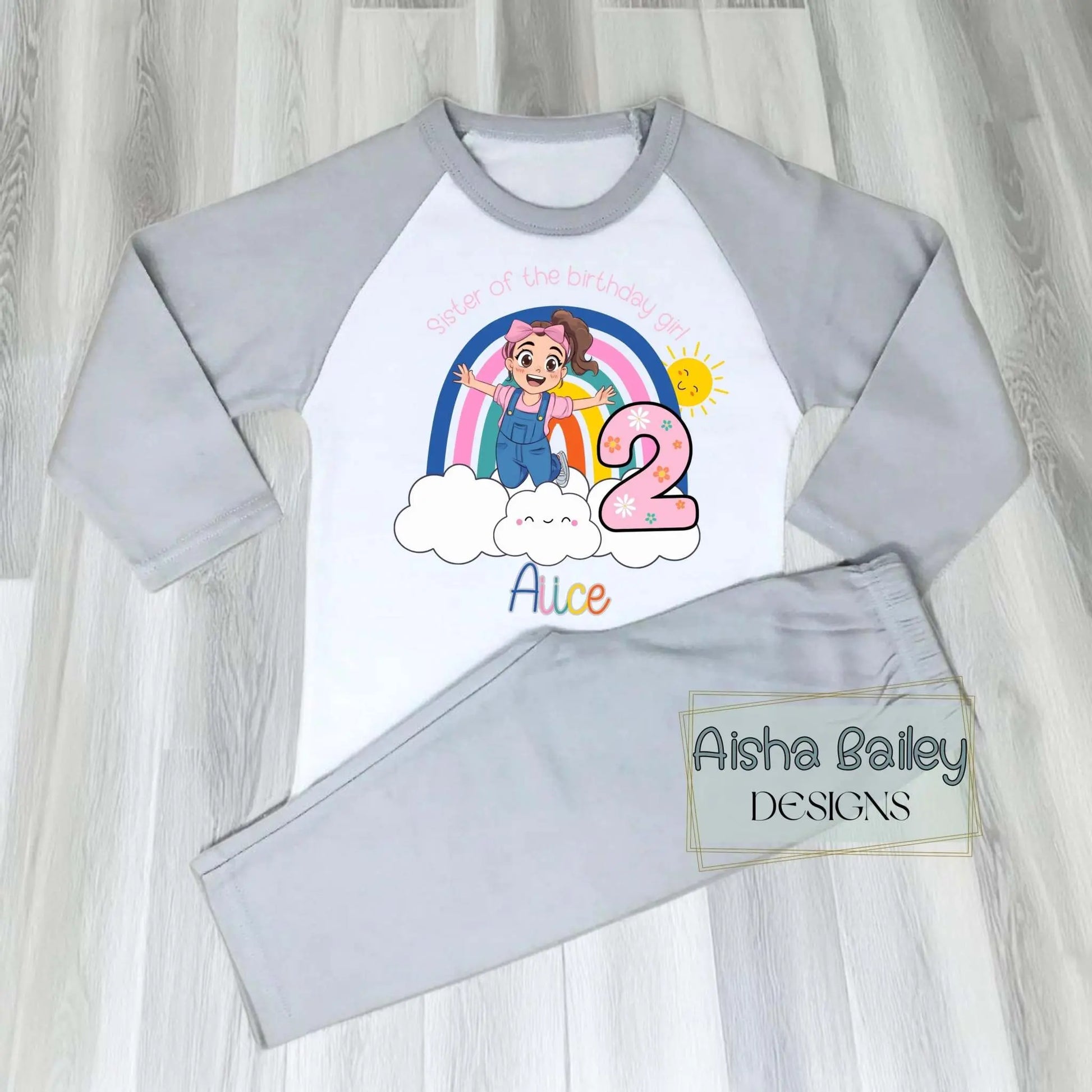 Ms Rachel Matching Sibling birthday Pyjamas: Ms Rachel Match With Me personalised pyjamas with sibling birthday design and names. Sister of the birthday girl, brother of the birthday boy, 
