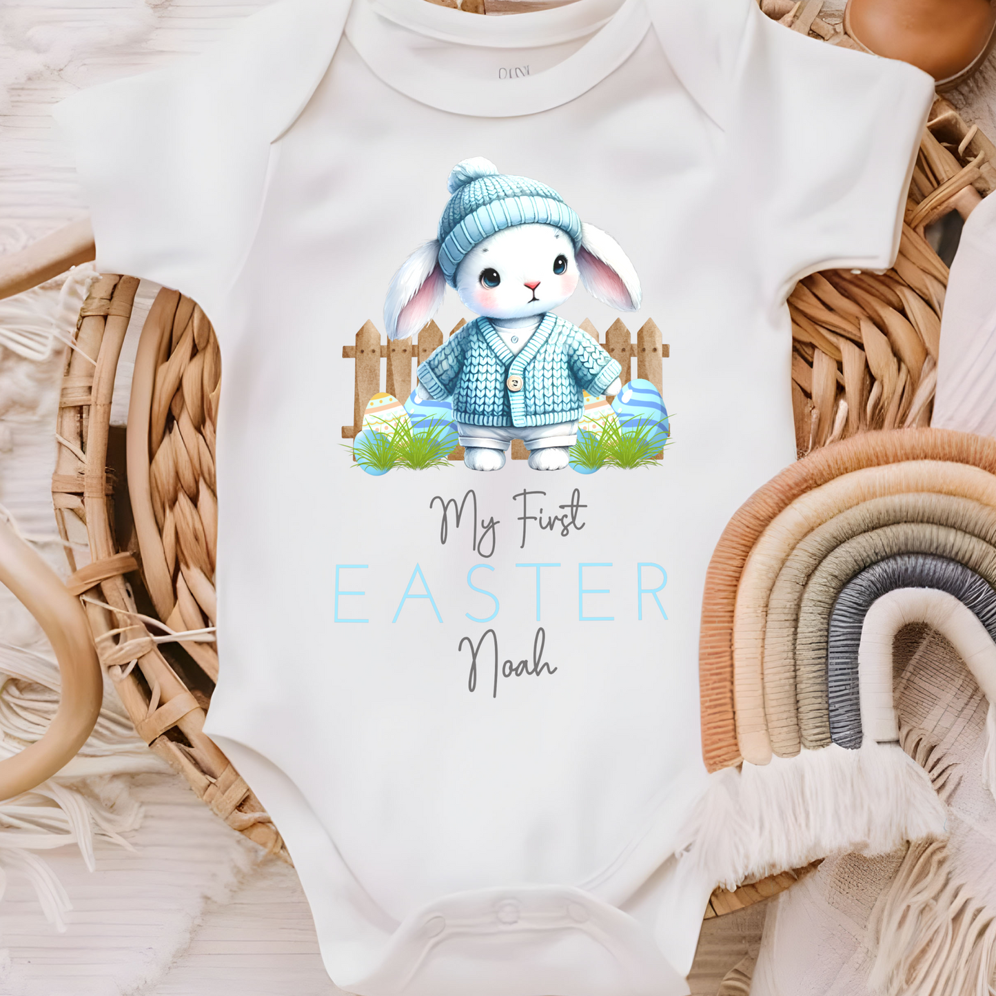 Easter Vest - Baby's First Personalised Easter Outfit for Boys, newborn easter outfit, baby's 1st easter vest, baby's first easter babygrow
