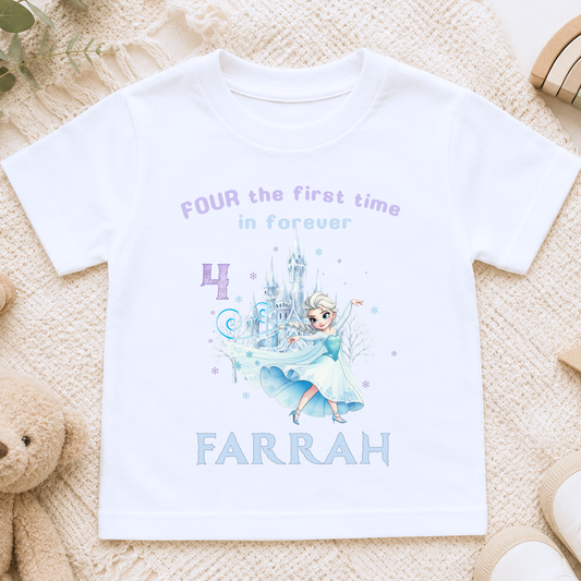 Personalised Frozen Elsa 4th Birthday T-Shirt – Princess Birthday Shirt for Girls AishaBaileyDesigns