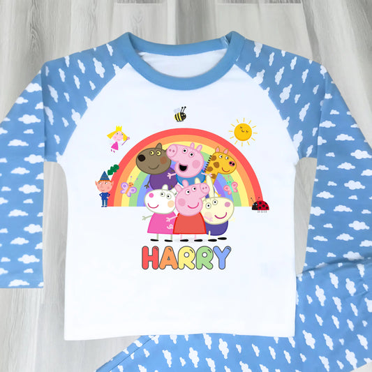Boys Personalised Peppa Pig and Friends Pyjamas for Everyday wear AishaBaileyDesigns