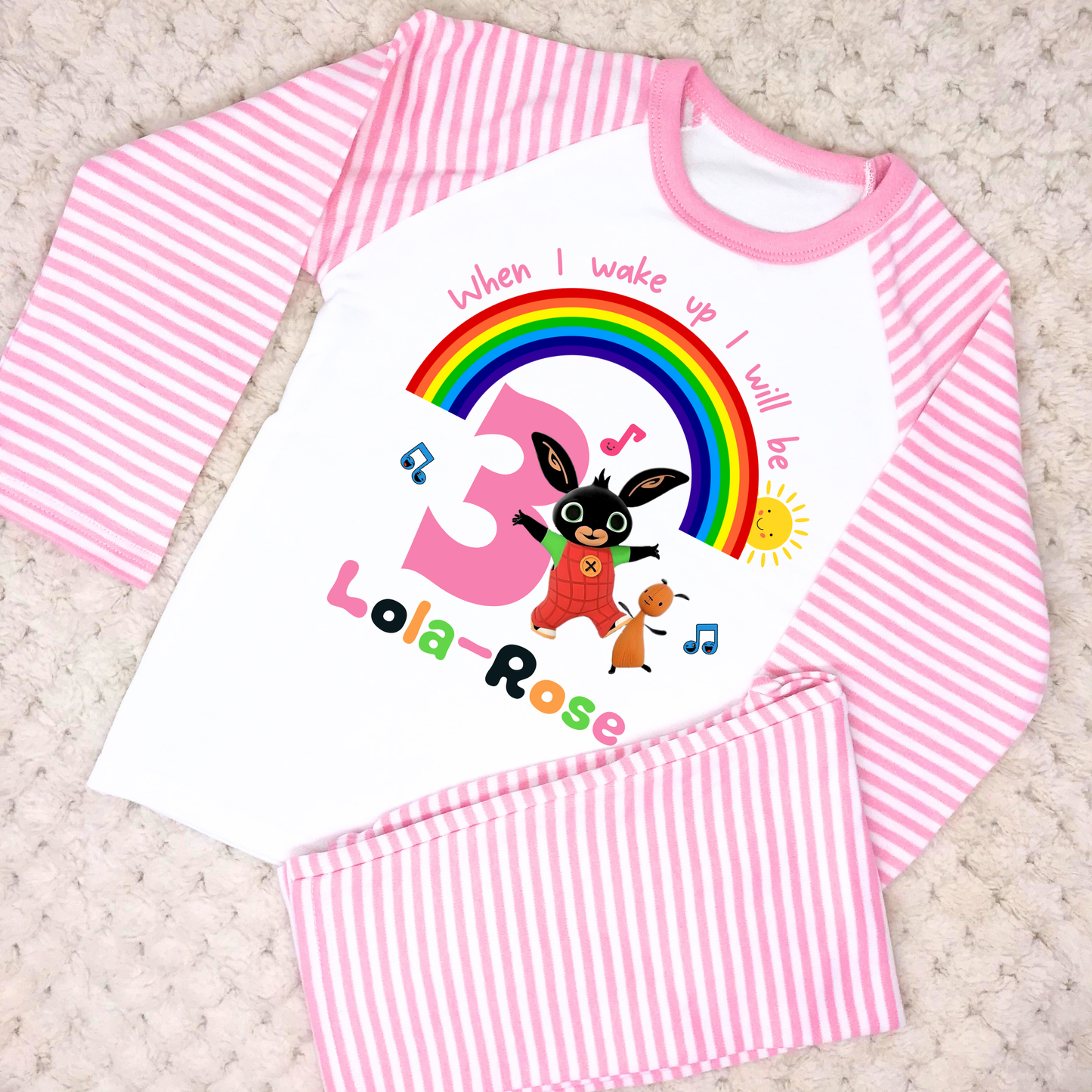 Bing bunny birthday pyjamas, when i wake up bing, Bing bunny with name, girls bing birthday gift